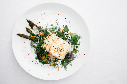baked alaskan halibut in a plate