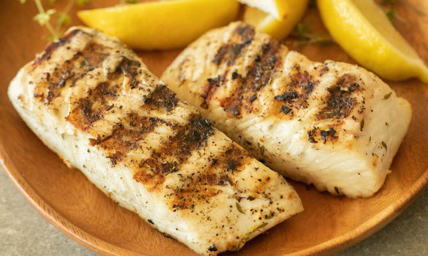 grilled alaskan halibut with garlic