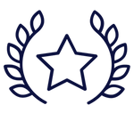 Star with laurel branches symbolizing achievement
