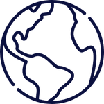 globe icon showing continents of North and South America