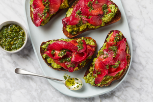 Avocado Toast with Beet Cured Alaska Salmon