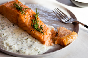 Roasted Salmon with Tzatziki Sauce Recipe