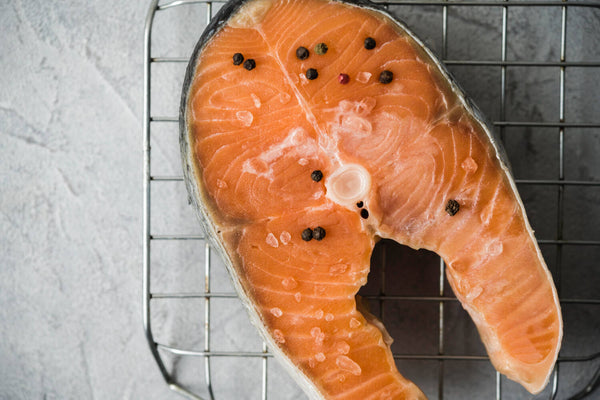 flat lay salmon with spices