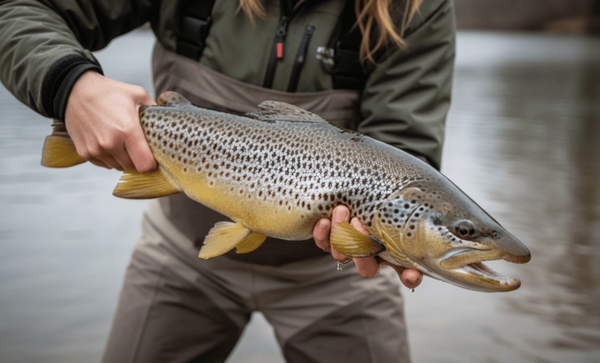 a man holding a steelhead trout