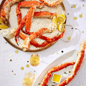 King crab legs on platter