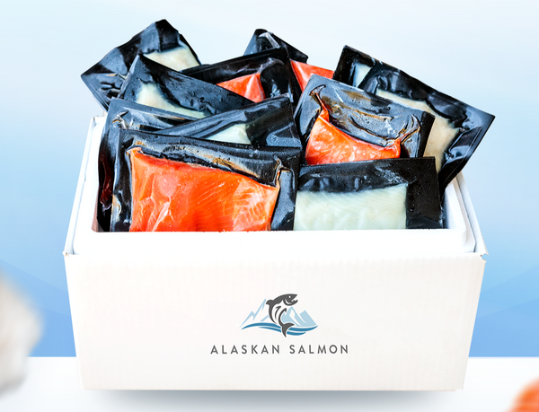 packed of wild sockeye salmon in a box