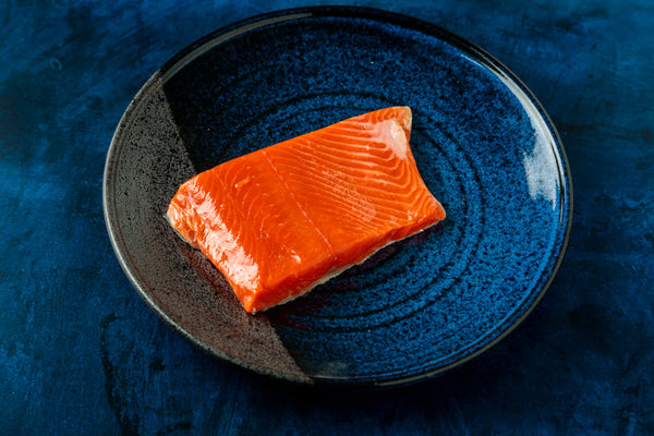 wild sockeye salmon fillet in a small plate